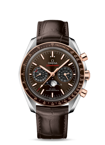 Omega Speedmaster Moonphase Chronograph Master Chronometer Stainless Steel / Sedna Gold / Brown